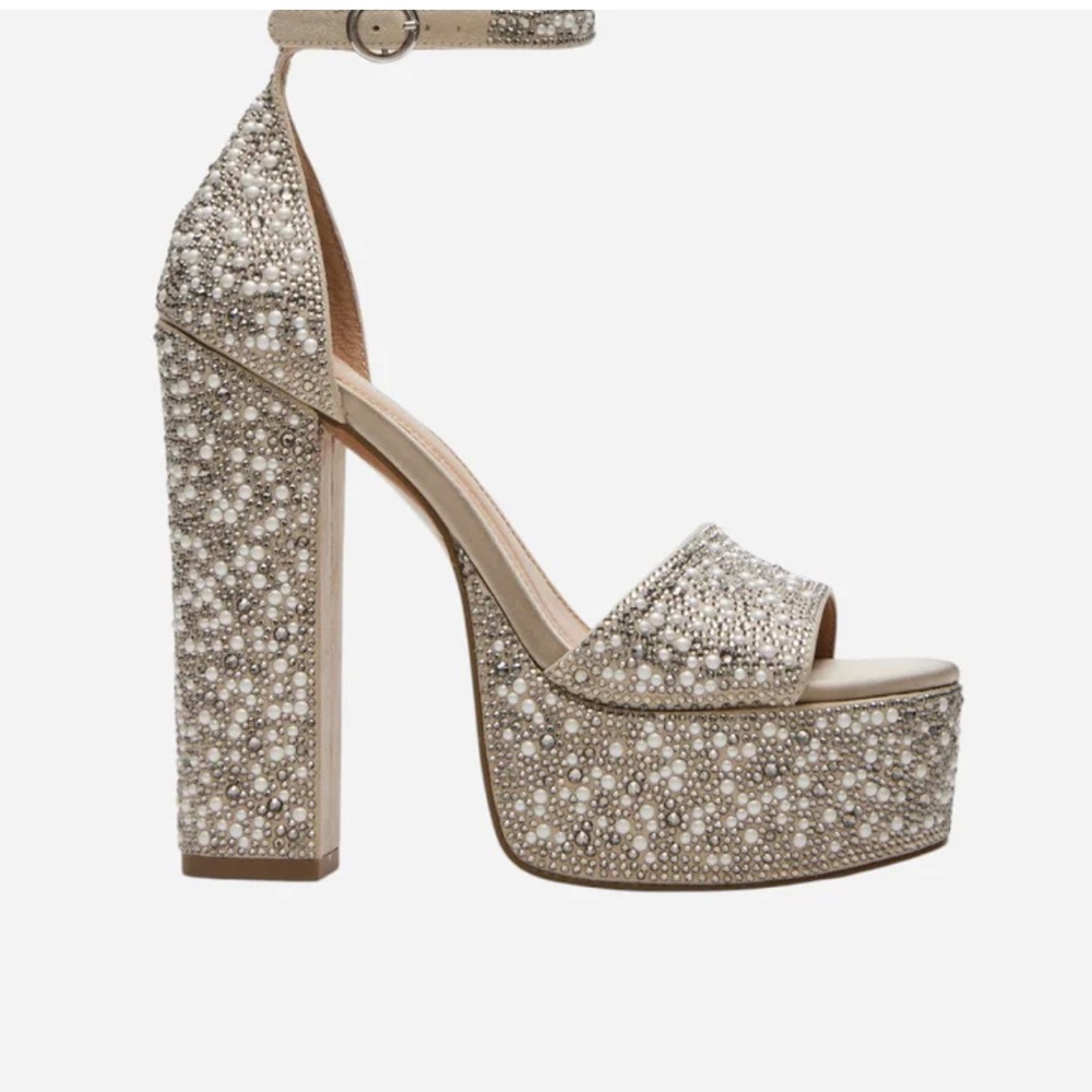 Steve Madden Glittering Silver Platform Heels
